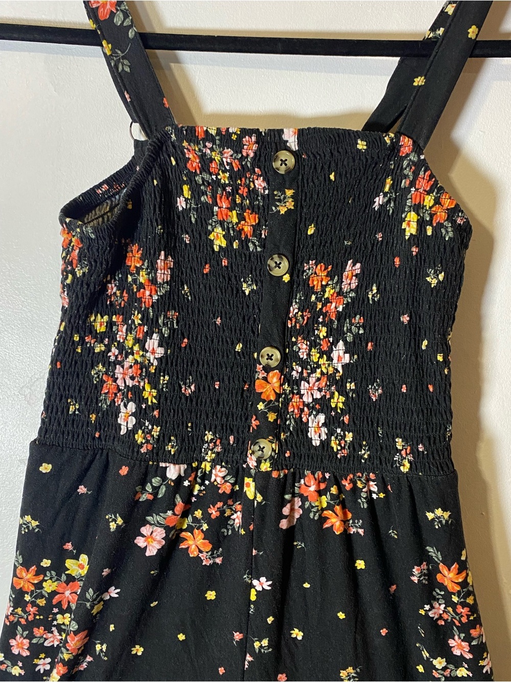 Floral Wide Leg Smocked Jumpsuit Cottagecore Boho Sleeveless Romper Medium - Picture 2 of 5
